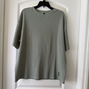 Comfrt Waffle Tee - Oversized Short Sleeve - Sage Green - Size S